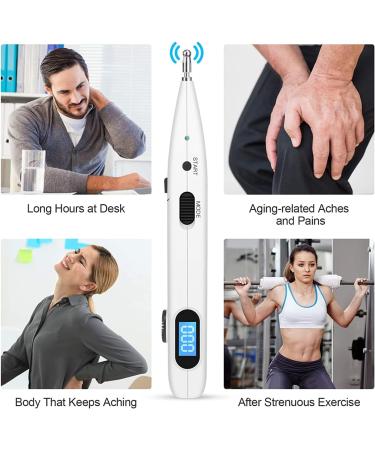 Rhorawill Electric Acupuncture Pencil - Rechargeable Pain Relief Laser Acupuncture Pen with 2 Massage Heads for Effective Acupoint Therapy - Buy Online on GoSupps.com