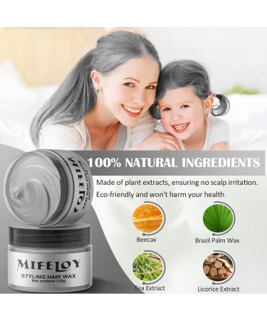 Silver Gray Temporary Hair Color Wax | Instant Hairstyle Cream Dye for Men Women & Youth | Perfect for Party Cosplay & Halloween - 4.23 oz - Buy Online on GoSupps.com
