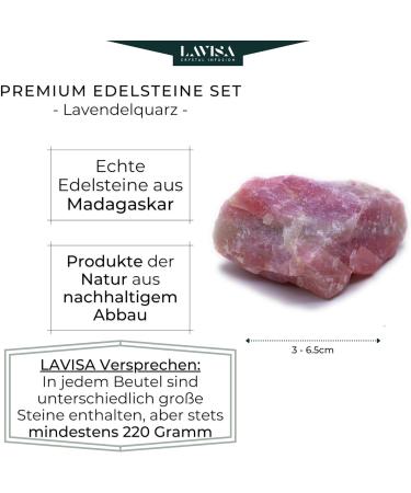 Lavisa Premium Healing Stones & Gemstones Set | 100% Natural Crystals for Decoration & Water Treatment | Basic Gem Water Mixture (Lavender Quartz) - Buy Online on GoSupps.com
