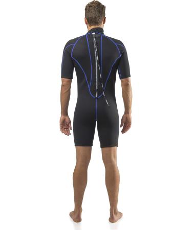 Cressi Men's 2.5mm Shorty Wetsuit for Warm Water Activities - Small Black/Blue - Buy Online on GoSupps.com