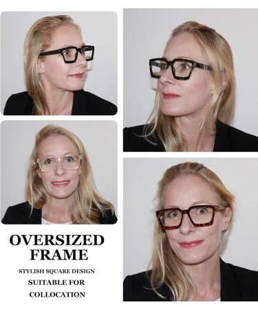 Eyekepper Multifocus Progressive Computer Readers for Women - Oversized Black Trifocal Reading Glasses with Blue Light Filter +3.00 Diopters - Buy Online on GoSupps.com