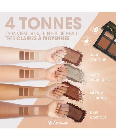 Contouring Makeup Powder Contour Kit - With Mirror for Light to Medium Dark Skin - 4 Highly Pigmented Matte Colors for Contouring - Vegan Hypoallergenic - Buy Online on GoSupps.com