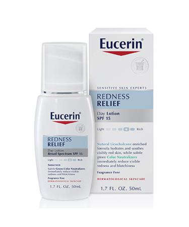 Eucerin Redness Relief Day Lotion - Broad Spectrum SPF 15 - Neutralizes Redness and Protects Skin - 1.7 fl. oz. Pump Bottle