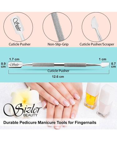 Professional Stainless Steel Dual Head Cuticle Pusher Tool UV Gel Polish Soak Off Remover Tool Nail Art Cuticle Trimmer Double-ended Stainless-Steel Manicure Tool By Sizler Beauty - Buy Online on GoSupps.com