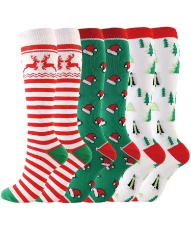 Buy Christmas Multi-Colored Compression Knee Socks for Pregnant Nurses & Edema Relief International Shipping Available - Buy Online on GoSupps.com