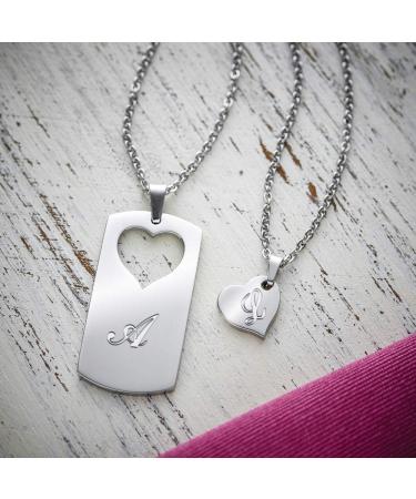 Moon Gold Set: 2 Engraved Necklaces with Dog Tag & Heart Pendant for Couples | Gift Box Included | 50cm Jewelry - Buy Online on GoSupps.com