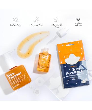 Hanhoo Pore Collection Pore Cleanser 6.76 Fl. Oz. Pore Serum 1 Fl. Oz. T-Zone Pore Patch 8 Ct with Niacinamide and Salicylic Acid Pore Patches Clarifies Clogged Pores Korean Skincare - Buy Online on GoSupps.com