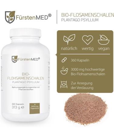 Buy F rstenmed Bio Psyllium Capsules - 360 Organic High-Dose 3000mg - Vegan Additive-Free Lab-Tested - Worldwide Shipping - Buy Online on GoSupps.com