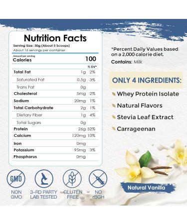 NATURE TARGET Whey Protein Powder - 100% Whey Isolate Protein Powder Vanilla 26G Protein 0 Sugar for Women & Men 1.1LB Natural Vanilla 1.1 Pound (Pack of 1) - Buy Online on GoSupps.com