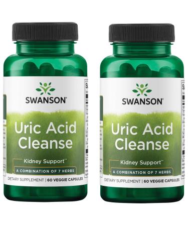 Swanson Uric Acid Cleanse - Natural Supplement Promoting Kidney Support - Features a Powerful Combination of 7 Herbs - (60 Veggie Capsules) 2 Pack