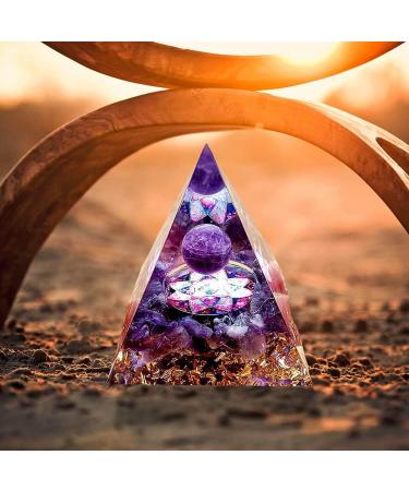 Moonstone Crystal Orgone Pyramid - Energy Tower Chakra Reiki Healing 6cm Violet - Buy Online on GoSupps.com