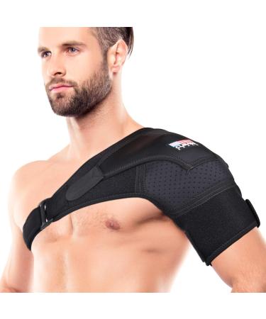 Shoulder Brace for Men and Women Rotator Cuff - for Bursitis, Dislocated AC Joint, Labrum Tear, Tendonitis, Neoprene Compression Support Sleeve (Black, L-XL) Black Large/X-Large (Pack of 1)