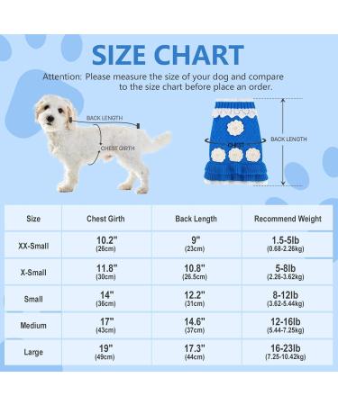 Joytale Winter Dog Sweater | Warm Turtleneck Knitting Sweater for Small Dogs Kittens & Puppies - Blue XXS with Sweet Flowers - Buy Online on GoSupps.com