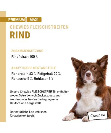 Chewies Maxi Meat Stripes for Dogs - 100% Beef Air-Dried Sugar-Free Cereal-Free - 150g D rrfleisch - Buy Online on GoSupps.com