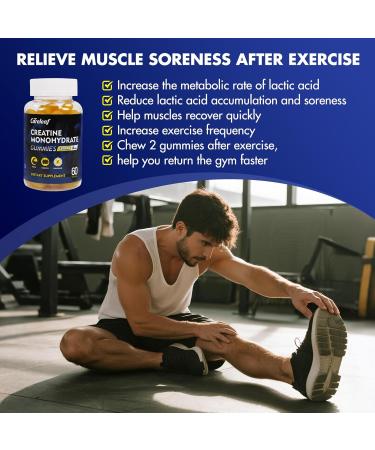 careleaf Creatine Monohydrate Gummies for Men & Women 1500mg Creatine Supplement for Muscle Gain More Strength and Faster Recovery Orange Flavor 60 Cts/Bottle - Buy Online on GoSupps.com