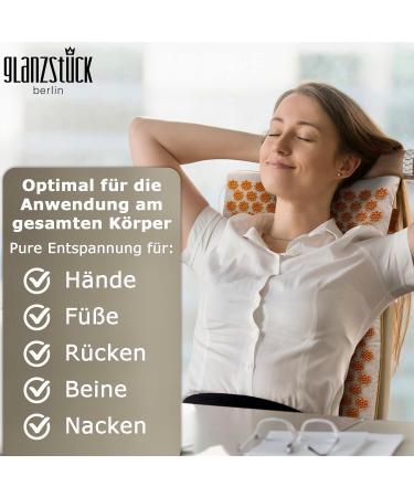 Glossy Berlin Health Collection: XL Akupressurmatte Set - Original Linen Massage Mat with Pillow (Heat Function) for Tension Relief & Back Pain - Sustainable & Portable - Buy Online on GoSupps.com