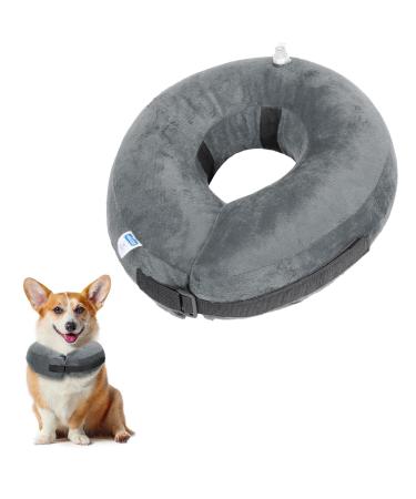 Nobleza-inflatable breaking ruff for dogs & cats adjustable protective collar dog comfortable protective collar with Velcro fastener for pets cats dogs after surgery and injuries (gray m) 10-13inch (25.5-33cm) gray - Buy Online on GoSupps.com
