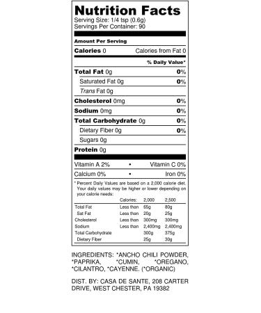 Organic Low FODMAP Certified Paleo Mexican/Taco Seasoning Mix- No Onion, No Garlic, Gluten-Free, Keto-Friendly, Non GMO, All Natural, Non Irradiated - Casa de Sante - Buy Online on GoSupps.com