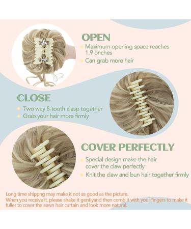 S-Noilite Claw Clip Messy Bun Hair Piece - Sandy Blonde & Bleach Blonde 16P613 | Updo Hair Chignon Curly Wavy Scrunchies for Women - Buy Online on GoSupps.com