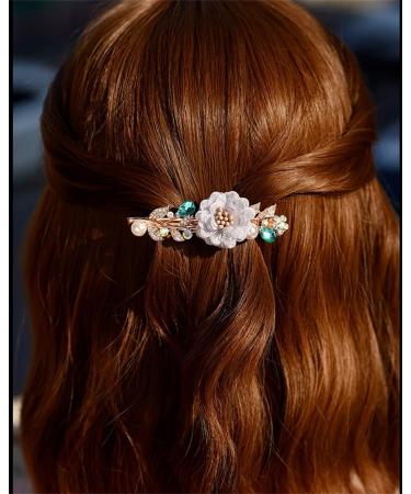 yangzerang Hair Barrettes for Women Ladies Girls Flower Crystal Rhinestones Barrettes Pearl Spring Hair Clip Graceful Hair Accessories for Daily Wear Women Bridal Wedding Party Gift Gold Tone - Buy Online on GoSupps.com