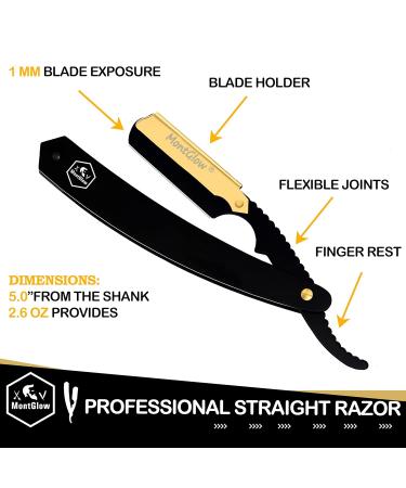 Professional Matte Black Barber Straight Razor | 10 Premium Shark Blades | Smooth Shave & Beard Lining Up - Buy Online on GoSupps.com