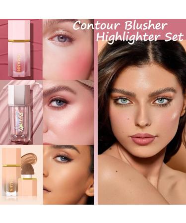 3PCS Liquid Contour & Liquid Highlighter & Liquid Blush Set - Long Lasting Smooth Lightweight Cream Blusher Highlighters Contouring Bronzer - Built-in Sponge Tip Face Makeup Set Gift A Set - Buy Online on GoSupps.com