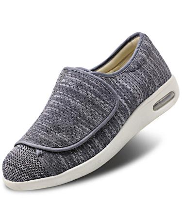 Women's Walking Shoes with Arch Support  Adjustable Closure Diabetic Shoes  Extra Wide Widths Orthopedic Walking Sneakers Diabetic Fasciitis Bunions for Foot Pain Relief 8 Wide Gray Blended Yarn