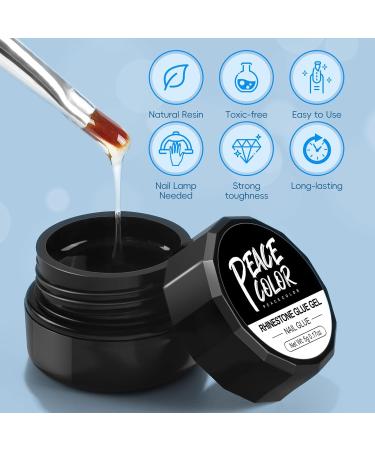 PEACECOLOR 5G Nail Art Rhinestone Crystal Glue Gel Soak Off Gel Clear No Wipe Adhesive Gems Diamonds Jewelry Gel Nail Polish Decoration Nails Art Design for Women Girls DIY Nail Beginner Salon - Buy Online on GoSupps.com