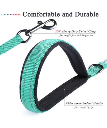 Vivaglory Traffic Handle Dog Leash - Reflective Padded Strong Metal Hook - 1.8m Turquoise Training Line for Dogs - Buy Online on GoSupps.com