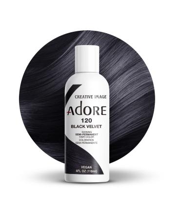 Adore Semi Permanent Hair Color - Vegan and Cruelty-Free Hair Dye - 4 Fl Oz - 120 Black Velvel (Pack of 1) 120 Black Velvel 4 Fl Oz (Pack of 1)