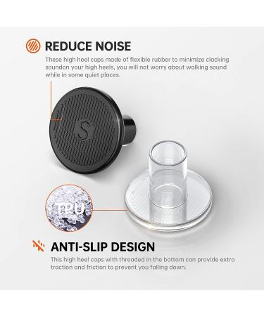 NIIVOO High Heel Protectors - 12 Pairs, 3 Sizes Stiletto Grass Stoppers for Women - Perfect for Weddings/Outdoor Events - No Sinking into Dirt/Bricks - S/M/L Transparent/Black - Buy Online on GoSupps.com