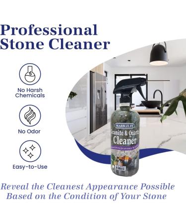 Granite & Quartz Cleaner - Safe Powerful Stone Care for Countertops | Oil & Wax Free | 128 Fl Oz Ready-to-Use Refill - Buy Online on GoSupps.com
