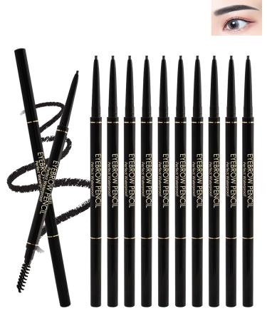 Waterproof Black Eyebrow Pencil Set 12Pcs Retractable Brow Micro Professional Eyebrow Pencil Ultra Fine Long Lasting Women Eye Makeup for Perfect Eye Liner Brows Shaping & Filling Brow Gel Pen- 01 01 Black