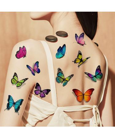 Bilizar 3D Colorful Butterfly Temporary Tattoos - 24 Sheets, 155+ PCS Watercolor Stickers for Women, Kids, Girls & Adults - Long Lasting Fake Tattoos for Arms, Boobs, Neck - Lavender Cholo Design - Buy Online on GoSupps.com