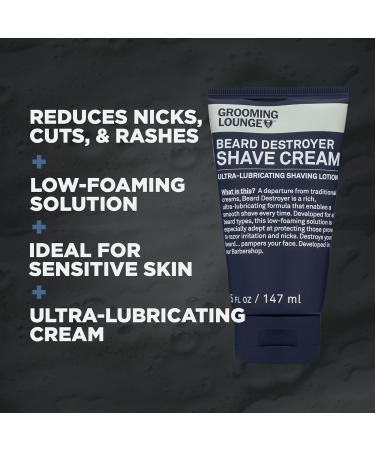 Buy Grooming Lounge Beard Destroyer Shave Cream for Men - Razor Burn Relief & Smooth Shaving | Sensitive Skin Care - 5 Oz - Buy Online on GoSupps.com
