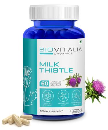 Biovitalia Milk Thistle 1000mg Capsule | Supports Liver Health & Antioxidant | Silybum Marianum Detox | Boosts Metabolism | Dietary Supplement for Men & Women - 60 Vegan Capsules  - Buy Online on GoSupps.com