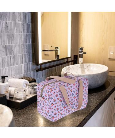 IGNPION Woman Large Travel Toiletry Bag - Waterproof Cosmetic Organizer for Makeup, Swimming and Gym - Purple Small Flower Design - Buy Online on GoSupps.com