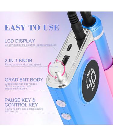 Saviland Rechargeable 40000RPM Nail Drill with 12 Bits - Electric File for Acrylic/Gel Nails - Professional Manicure Pedicure Tool - Buy Online on GoSupps.com