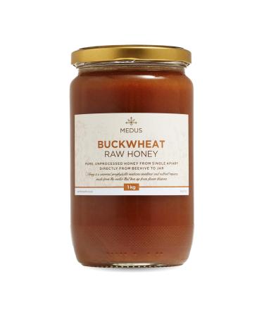 Earthbreath Buckwheat Raw Honey 1kg Pure Unpasteurized and Unfiltered Natural Sweetener for Cooking Coffee Tea Juice Beverages Food
