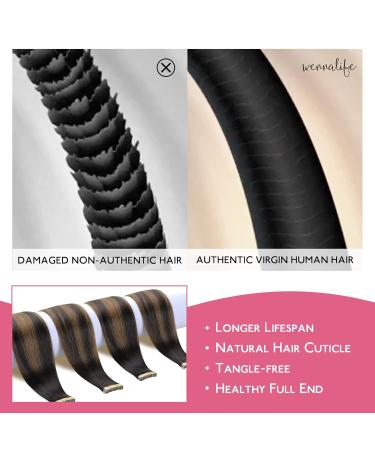 Real Hair Tape Extensions - Balayage Dark Brown to Chestnut Brown 10pcs 30g 55cm - Invisible Smooth Refills #2/6/2 - Buy Online on GoSupps.com