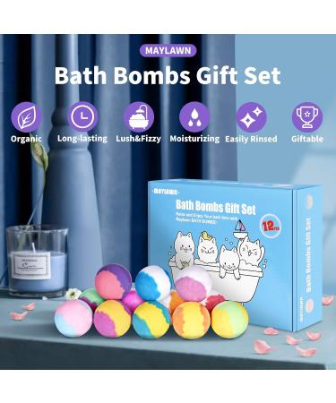 Maylawn 12-Piece Handmade Lavender Bath Bombs Gift Set - Vegan & Cruelty-Free - Perfect for Bubble and Spa Baths - Ideal Birthday or Mothers Day Gift for Her/Him - Buy Online on GoSupps.com