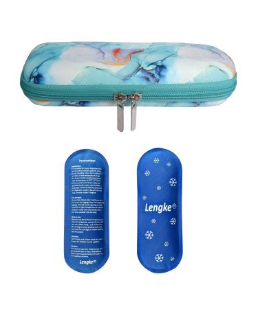 EVA Insulin bags for diabetes medication diabetic travel bag with 2 nylon cooling packs for the insulin pencil insulin syringe insulin and other diabetic accessories (Marble Green)
