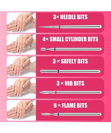 Amabro 3/32 Inch Nail Drill Bits 30PCS Cuticle Bit Set Tungsten Carbide Diamond Drill Safety Bits Nail Gel Polish Remover Tools Electric Nail Cutter for Acrylic Manicure Salon Home Nail Care - Buy Online on GoSupps.com