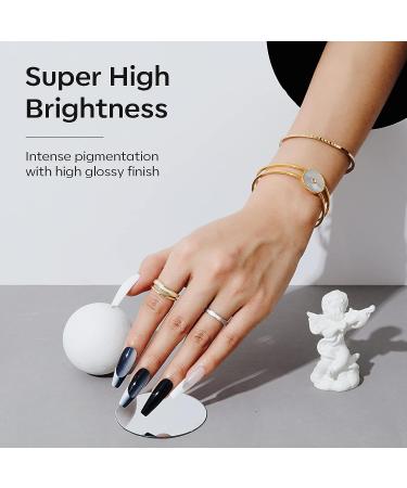 Modelones Black and White Gel Nail Polish Kit - 2 Colors 10ml Set with Base & Top Coat for High Gloss Finish | Nail Art Manicure Design - Buy Online on GoSupps.com