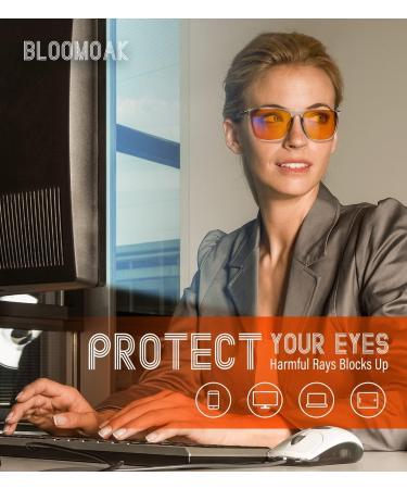 Bloomoak-99% Blue Light Blocking Glasses-Gaming Glasses-Anti Glare - Anti Fatigue-TR90 Material-Suitable for Screens Games TVs Mobile Phones Amber - 99% - Transparent Frame - Buy Online on GoSupps.com