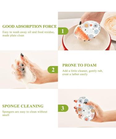 3-Pack Cleaning Kitchen Sponges Oval Circle Stripes Kitchen Cellulose Dishwashing Wood Pulp Cotton - Buy Online on GoSupps.com