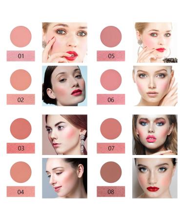 8 Colors Rouge Palette - Bright Shimmer & Matte Blush Powder | Professional Contour & Highlight Makeup with Brush - Buy Online on GoSupps.com