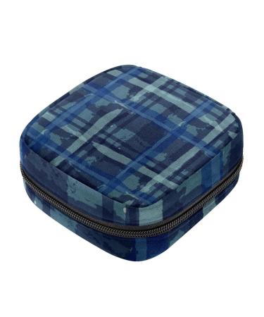 Menstrual Pad Bag with Zipper Ladies Napkin Pouch Tampons Collection Bag for Women and Girls (Checkered Texture)
