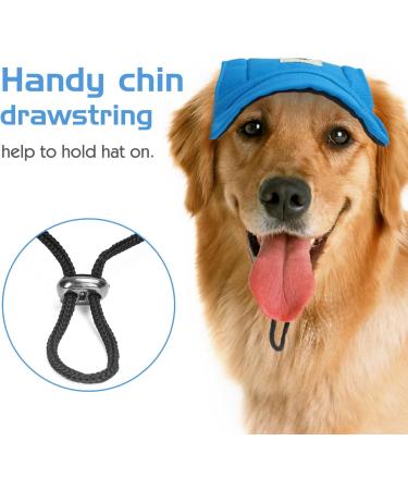 Pawaboo Adjustable Dog Baseball Cap XL Blue - Sun Protection Outdoor Sport Hat for Small Dogs with Ear Holes - Buy Online on GoSupps.com
