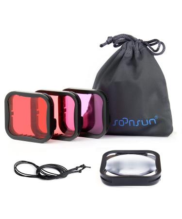 SOONSUN 4-Pack Dive Filter for GoPro Hero 5 6 7 Black Official Housing Case - Red, Light Red, Magenta, 5X Close-up Macro Filters - Color Correction for Various Underwater Video Photography Conditions - Buy Online on GoSupps.com